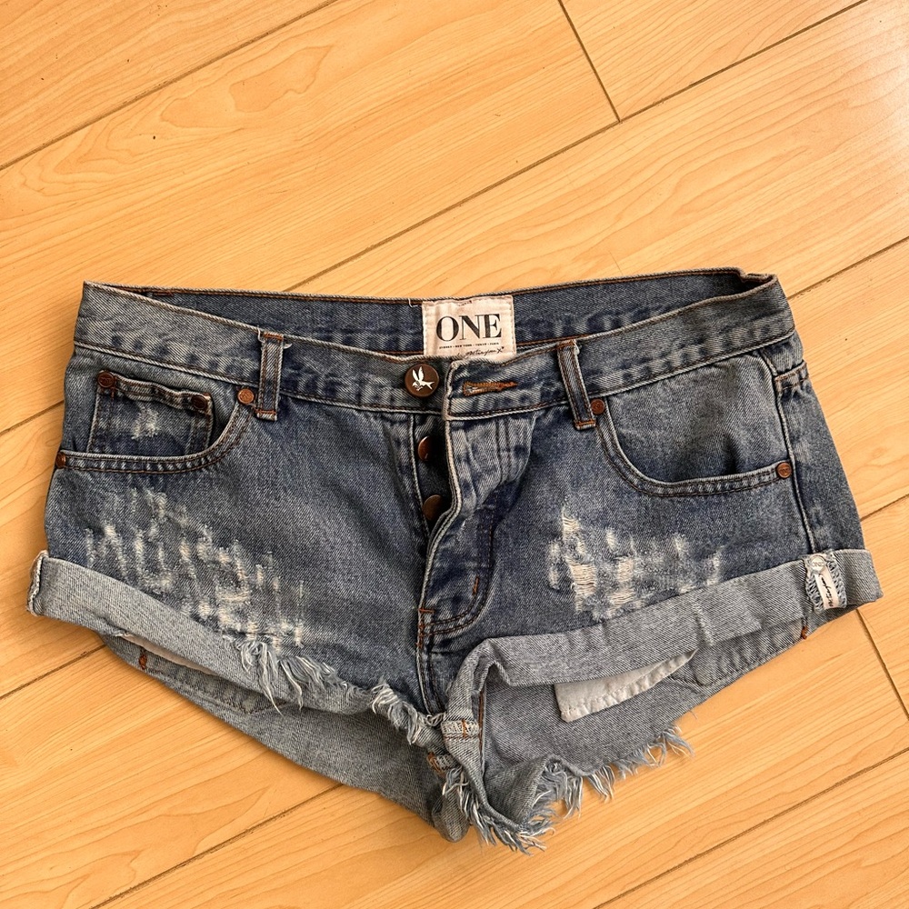 ONE by ONE TEASPOON Bandits Women's Blue daisy duke Denim Shorts